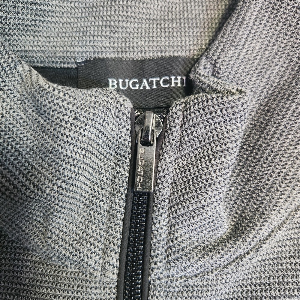 Bugatchi Men's Quarter Zip Pullover Sweater Gray Textured Size LargeL Pocket - Picture 4 of 9